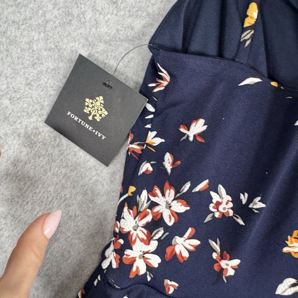 Fortune + Ivy Reign Floral Skater Dress Womens PM Navy NWT Stitch Fix - Picture 5 of 15